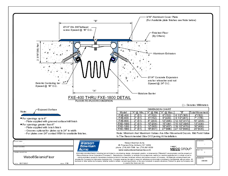 Wabo®SeismicFloor (FXE-400-1800) CAD Detail Cover