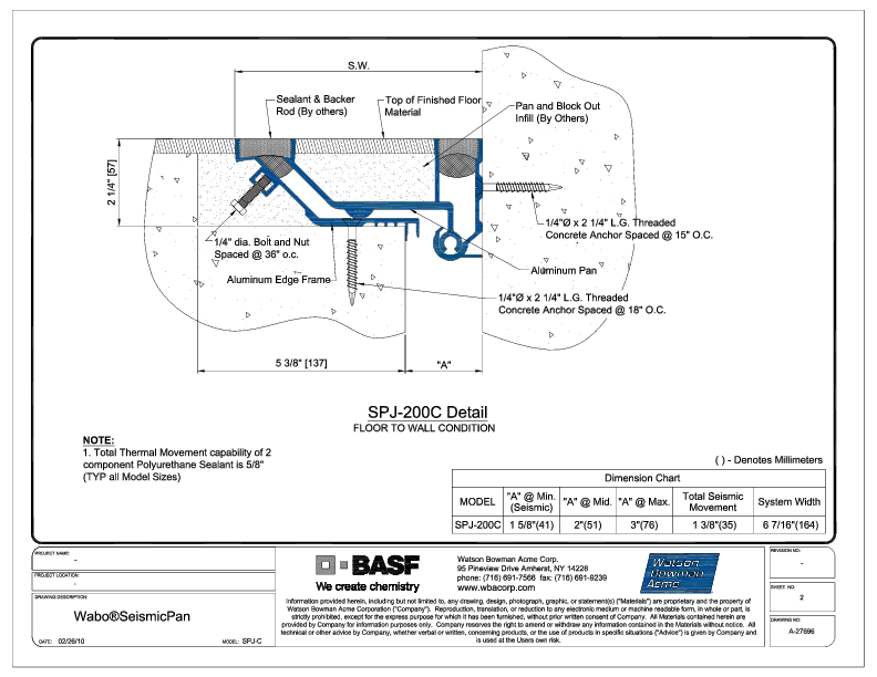 Wabo®SeismicPan (SPJ-200C) CAD Detail Cover