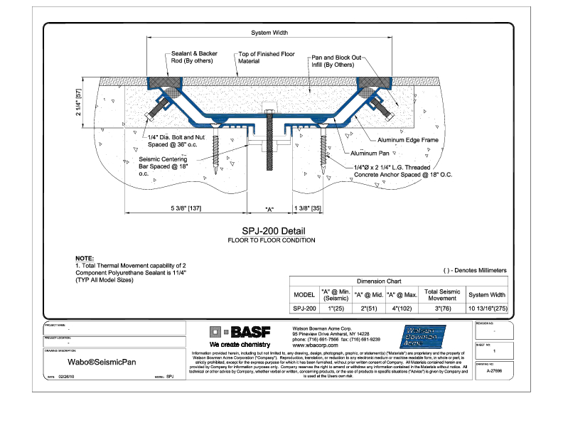 Wabo®SeismicPan (SPJ-200) CAD Detail Cover