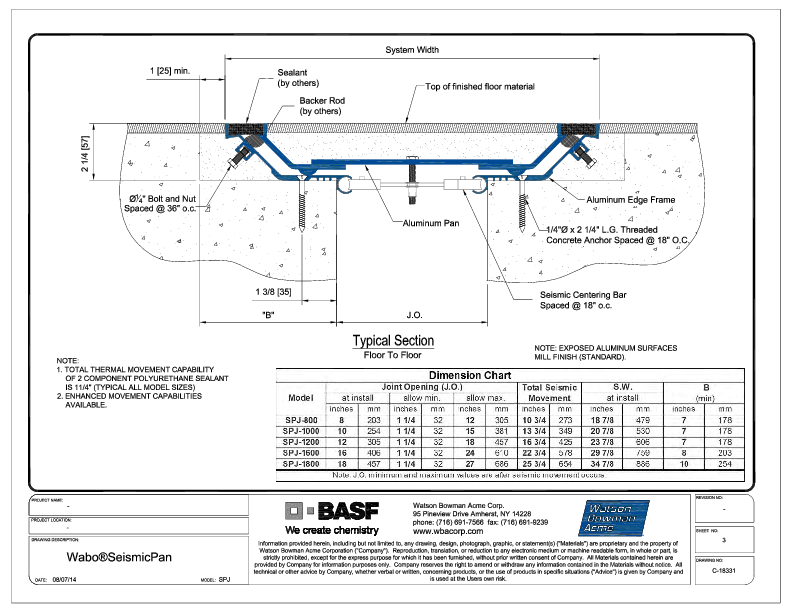 Wabo®SeismicPan (SPJ-800-1800) CAD Detail Cover