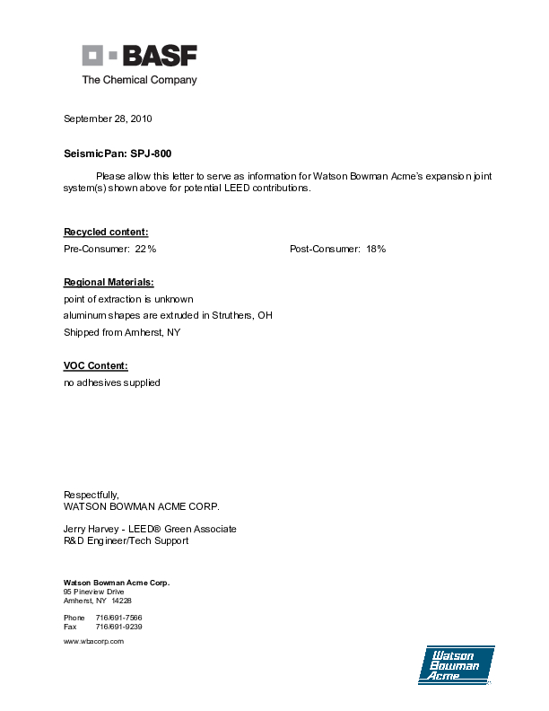 Wabo®SeismicPan (SPJ-800) LEED Cover
