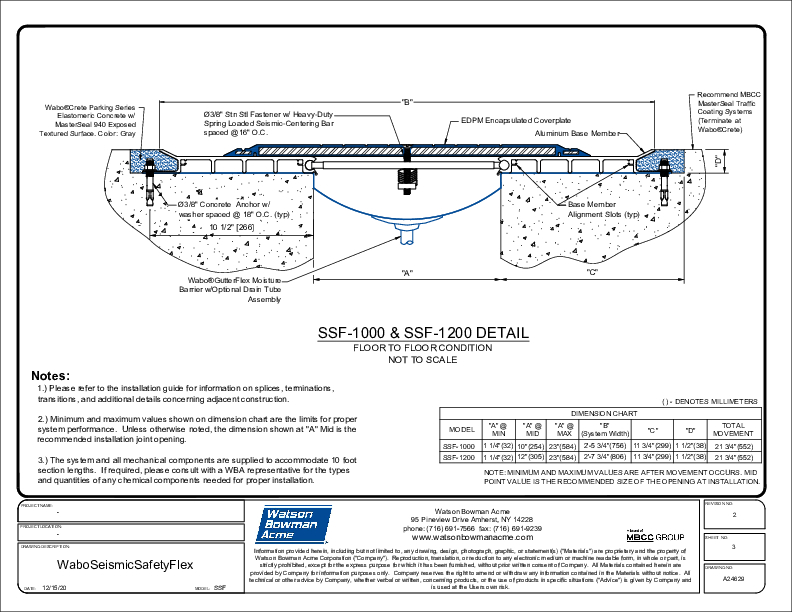 Wabo®SeismicSafetyFlex (SSF-1000/1200) CAD Detail Cover