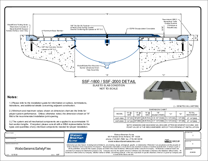 Wabo®SeismicSafetyFlex (SSF-1800/2000) CAD Detail Cover