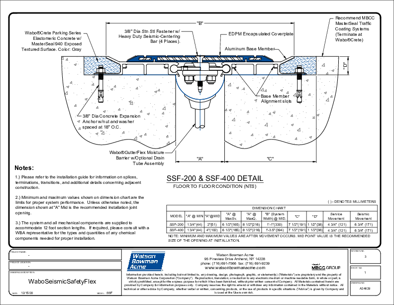 Wabo®SeismicSafetyFlex (SSF 200-400) CAD Detail Cover