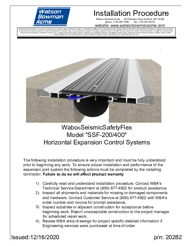 Wabo®Seismic SafetyFlex (SSF 200-400) Install Cover