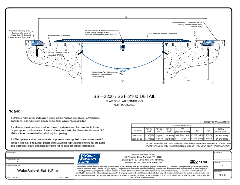 Wabo®SeismicSafetyFlex (SSF-2200/2400) CAD Detail Cover