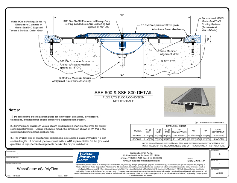 Wabo®SeismicSafetyFlex (SSF-600/800) CAD Detail Cover