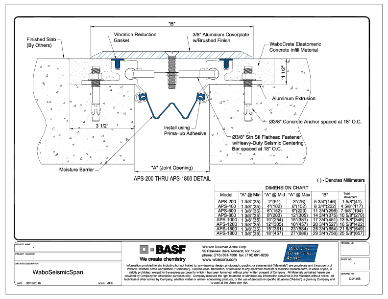 Wabo®SeismicSpan (APS-200-1800) CAD Detail Cover