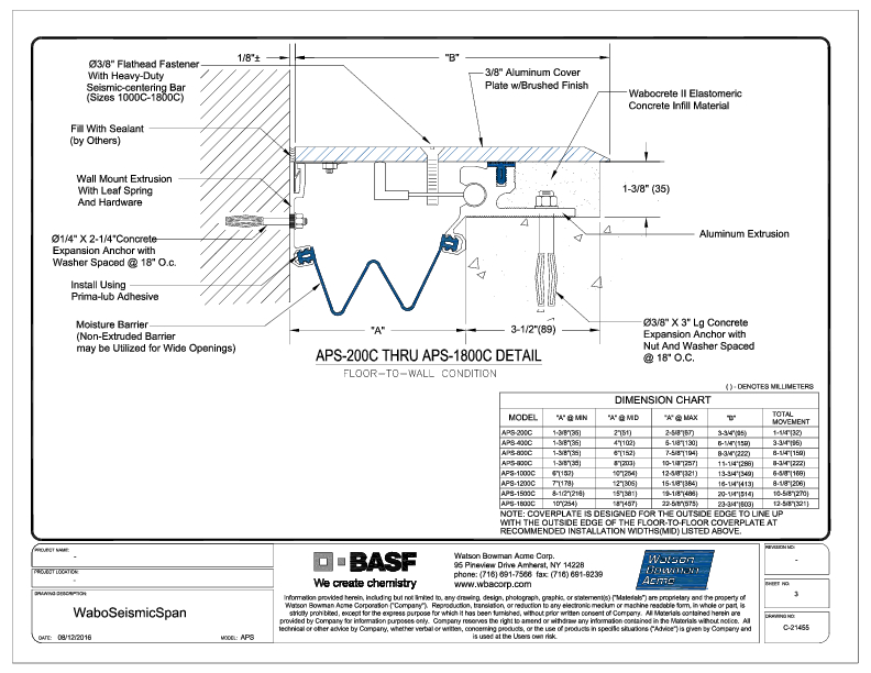 Wabo®SeismicSpan (APS-200C-1800C) CAD Detail Cover