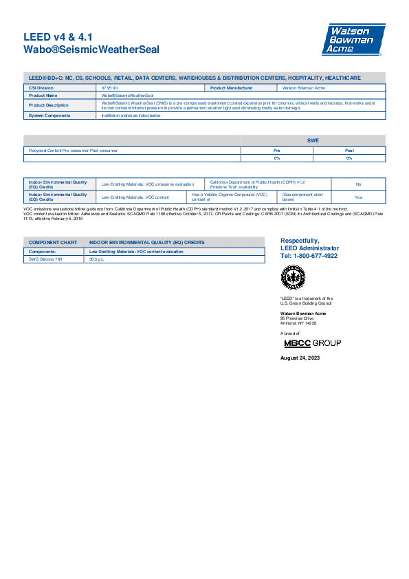 Wabo Seismic Weather Seal Cover