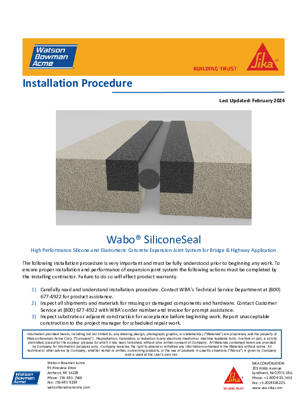 Wabo Silicone Seal Install Cover