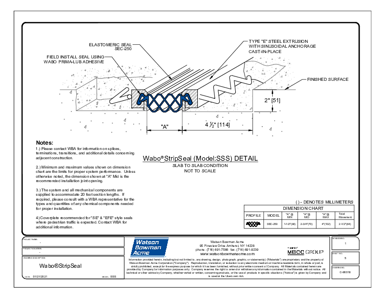 Wabo®StripSeal (Model: SSS) CAD Detail Cover