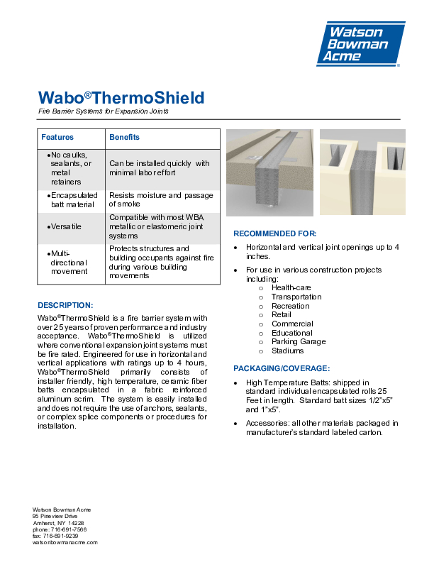Wabo®ThermoShield (HTS, VTS) Technical Data Sheet Cover