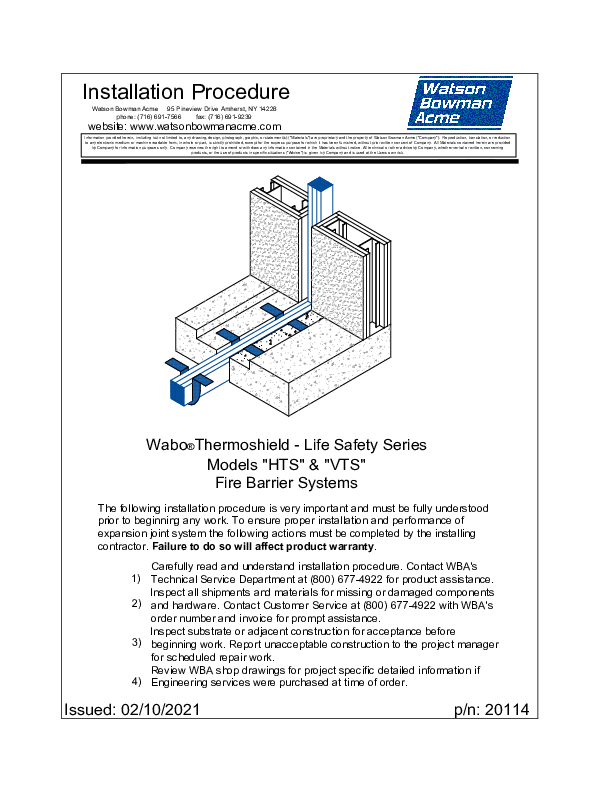 Wabo®ThermoShield (HTS, VTS) Installation Procedure Cover