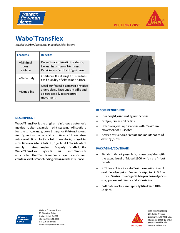 Wabo Tranflex Data Sheet Cover