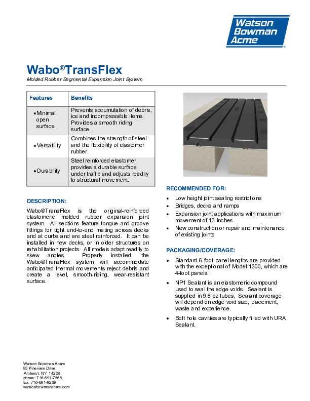 Wabo®TransFlex Technical Data Sheet Cover