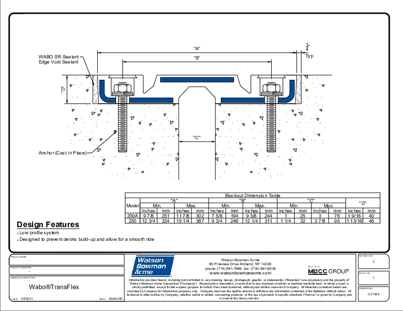 Wabo®TransFlex (200A-250) CAD Detail Cover