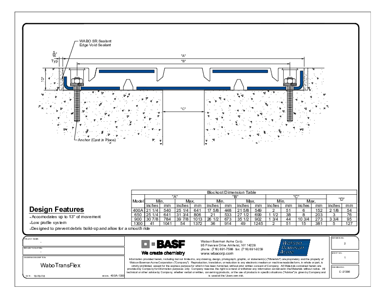 Wabo®TransFlex (400A-1300) CAD Detail Cover