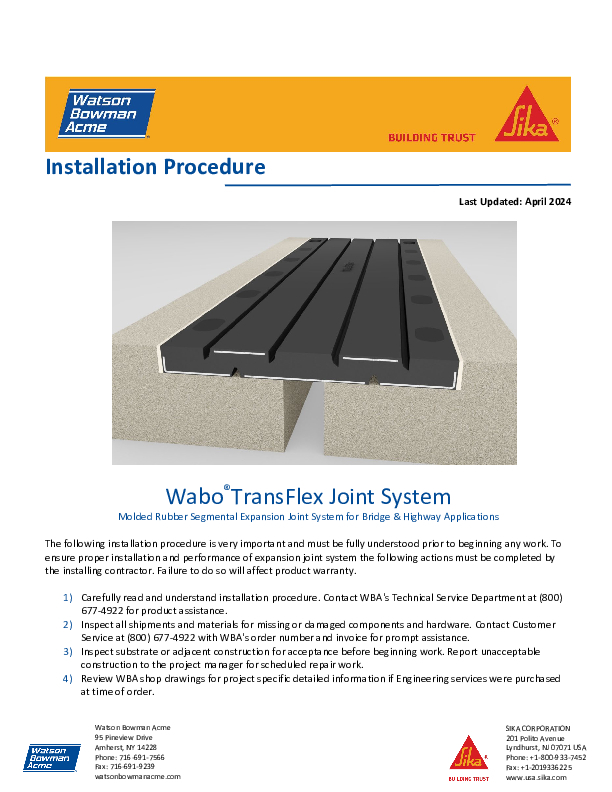 Wabo Transflex Install Cover