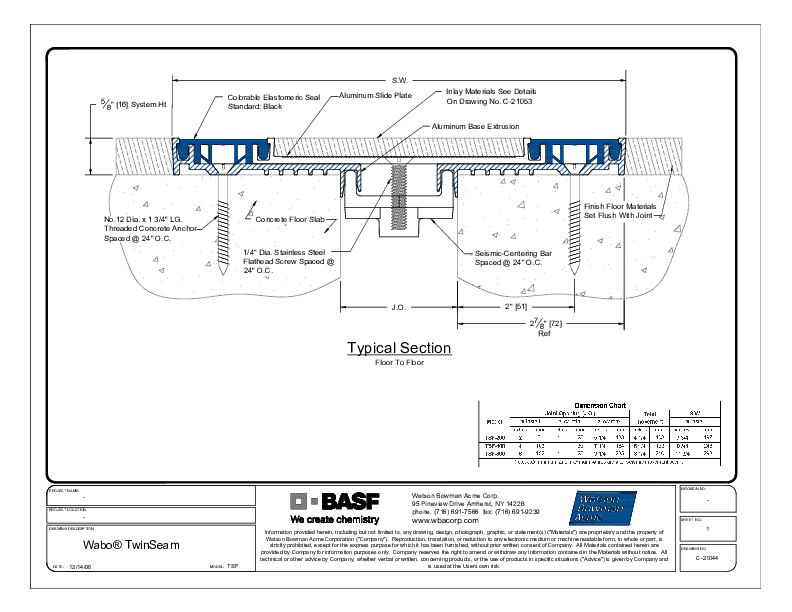 Wabo®TwinSeam Floor (TSF-200-600) CAD Detail Cover