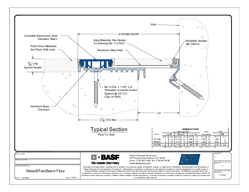 Wabo®TwinSeam Floor (TSF-200C-600C) CAD Detail Cover