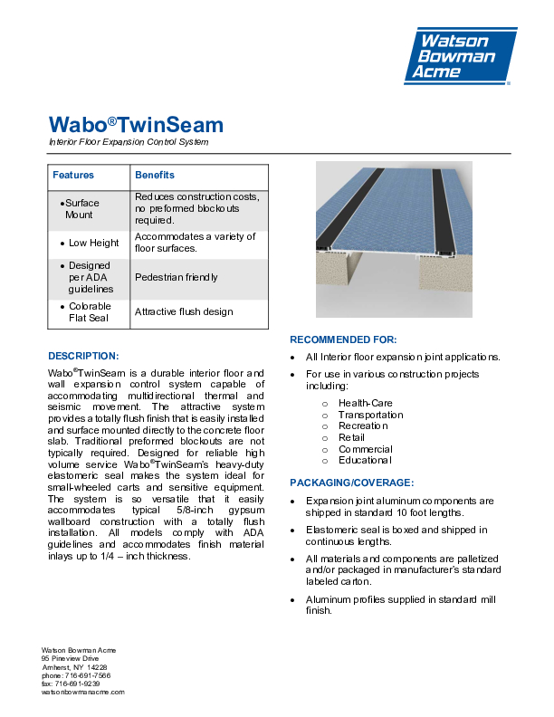 Wabo®TwinSeam (TSF) Technical Data Sheet Cover