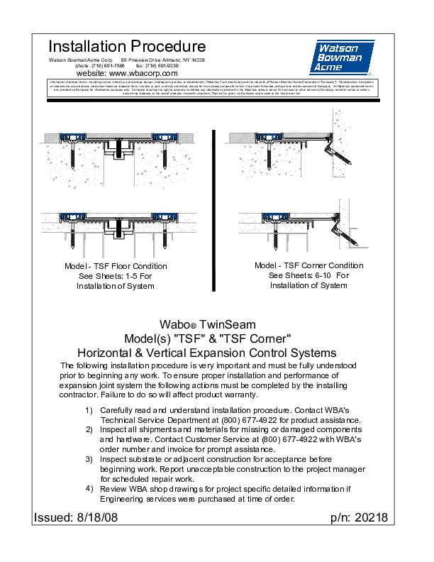 Wabo®TwinSeam Floor (TSF) Installation Procedure Cover