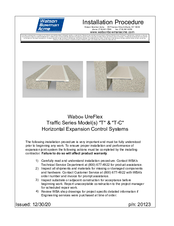 Wabo®UreFlex (T) Installation Procedure Cover