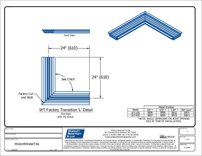 Wabo®WaterTite (WT Factory Transition "L") CAD Detail Cover