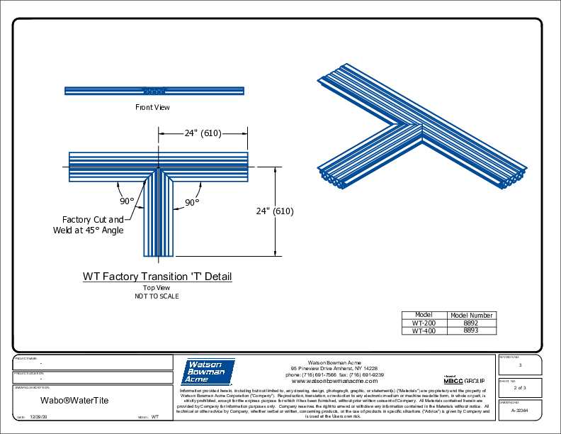 Wabo®WaterTite (WT Factory Transition "T") CAD Detail Cover