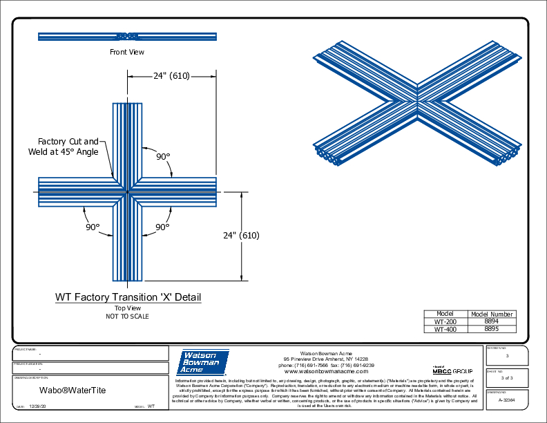Wabo®WaterTite (WT Factory Transition "X") CAD Detail Cover