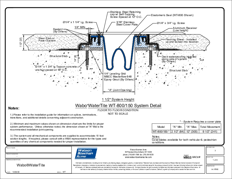 Wabo®WaterTite (WT-800/150) CAD Detail Cover