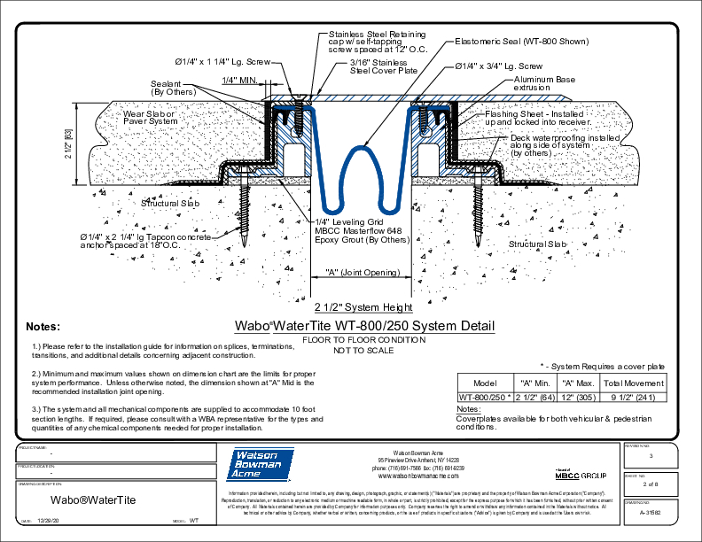 Wabo®WaterTite (WT-800/250) CAD Detail Cover