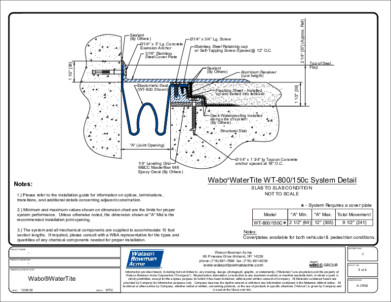 Wabo®WaterTite (WT-800/150C) CAD Detail Cover
