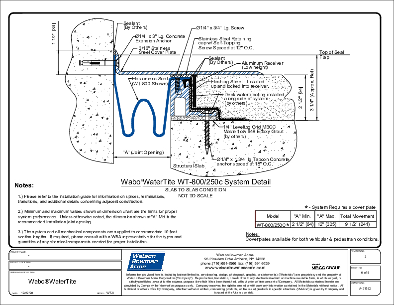 Wabo®WaterTite (WT-800/250C) CAD Detail Cover