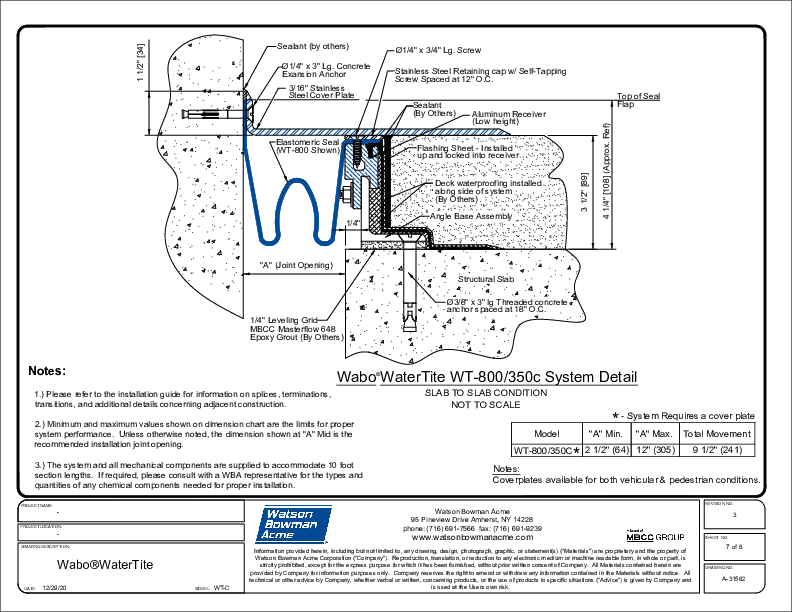 Wabo®WaterTite (WT-800/350C) CAD Detail Cover