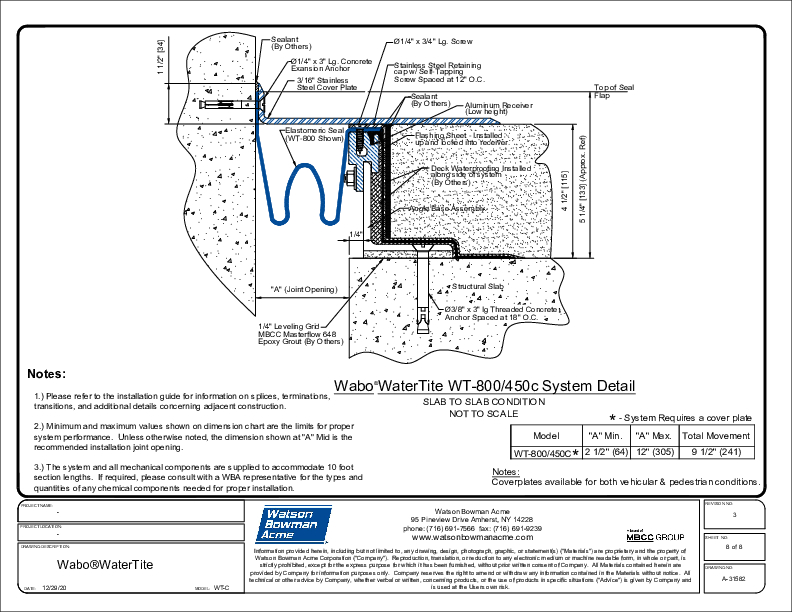 Wabo®WaterTite (WT-800/450C) CAD Detail Cover