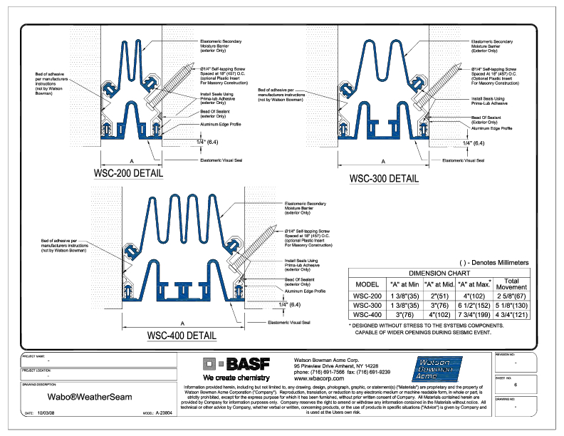 Wabo®WeatherSeam (WSC-200-400) CAD Detail Cover