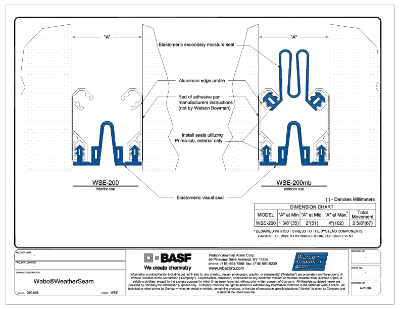 Wabo®WeatherSeam (WSE-200) CAD Detail Cover