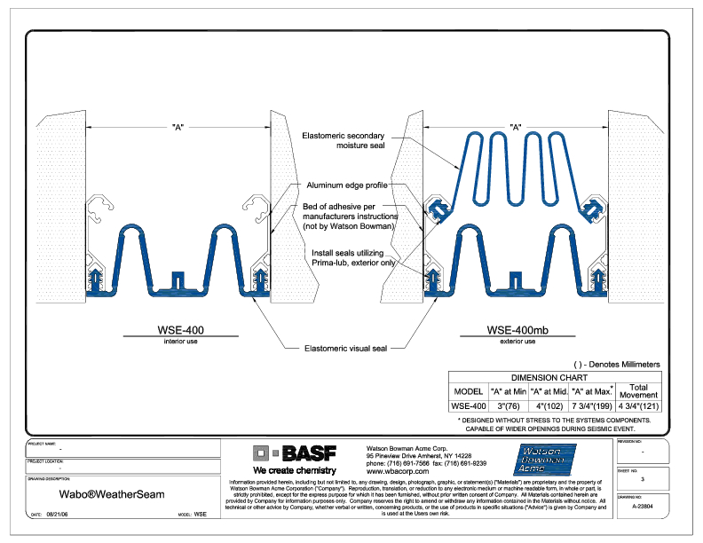 Wabo®WeatherSeam (WSE-400) CAD Detail Cover