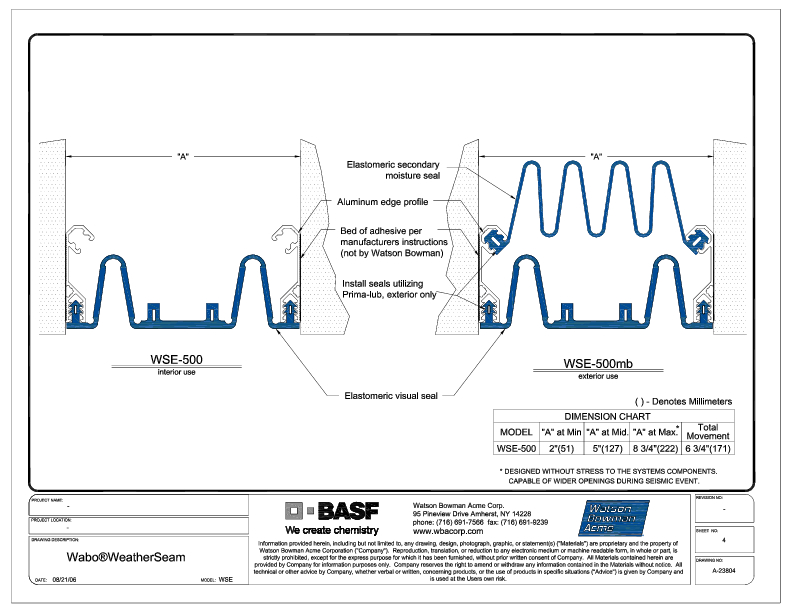 Wabo®WeatherSeam (WSE-500) CAD Detail Cover