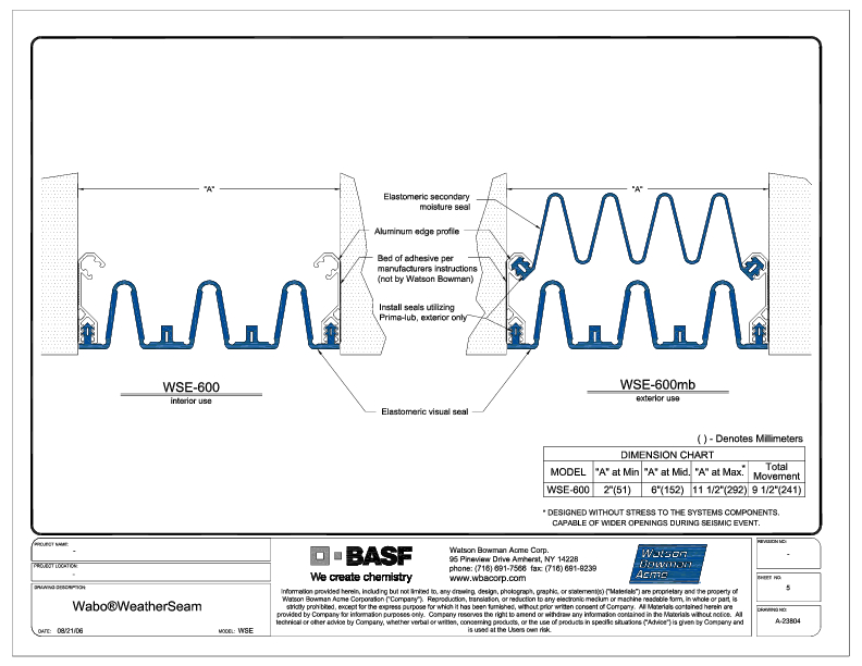 Wabo®WeatherSeam (WSE-600) CAD Detail Cover