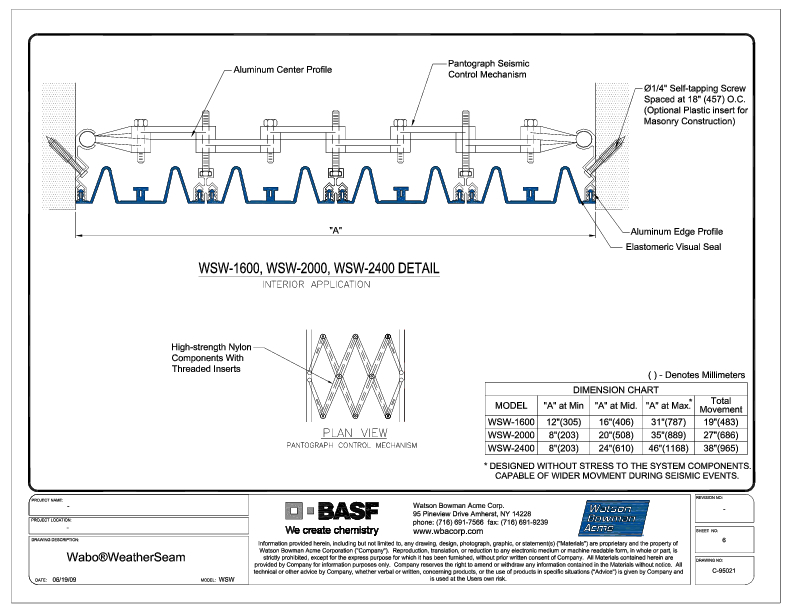 Wabo®WeatherSeam (WSW-1600-2400) Interior CAD Detail Cover