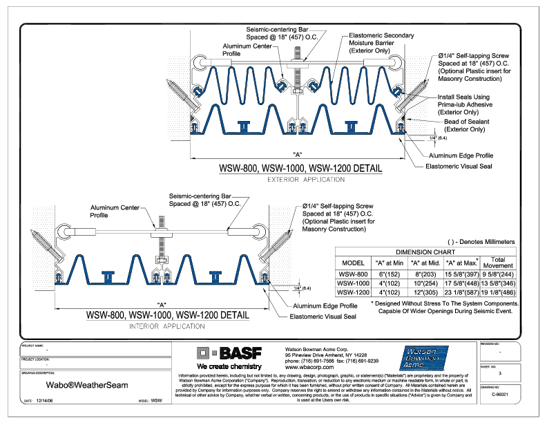 Wabo®WeatherSeam (WSW-800-1200) CAD Detail Cover