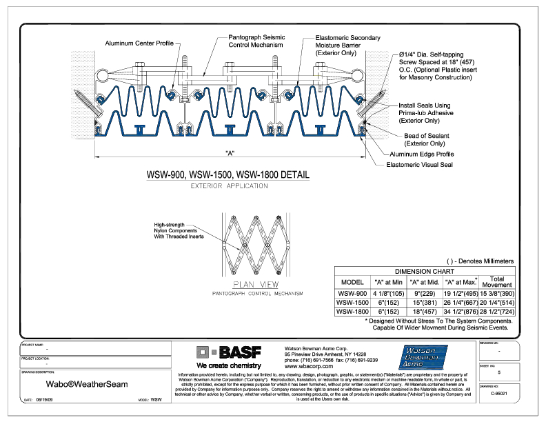 Wabo®WeatherSeam (WSW-900-1800) Exterior CAD Detail Cover