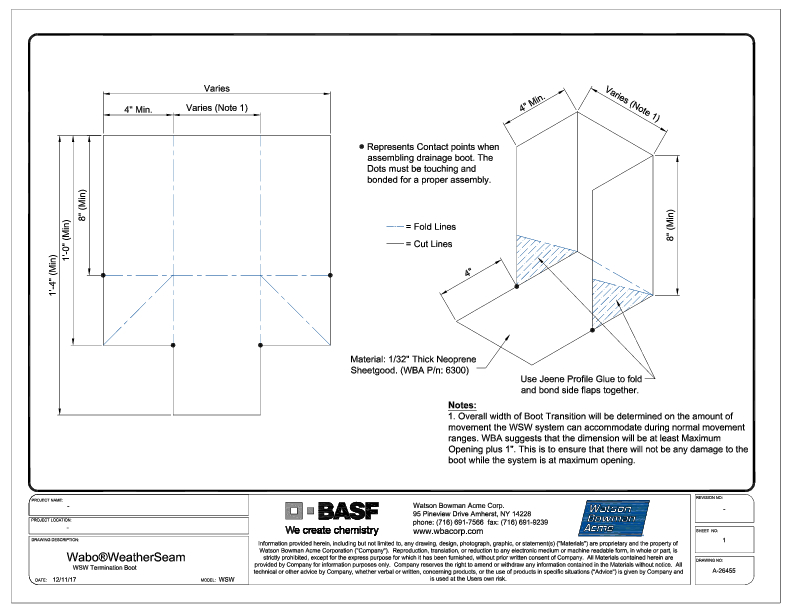 Wabo®WeatherSeam (WSW) Termination boot CAD Detail Cover