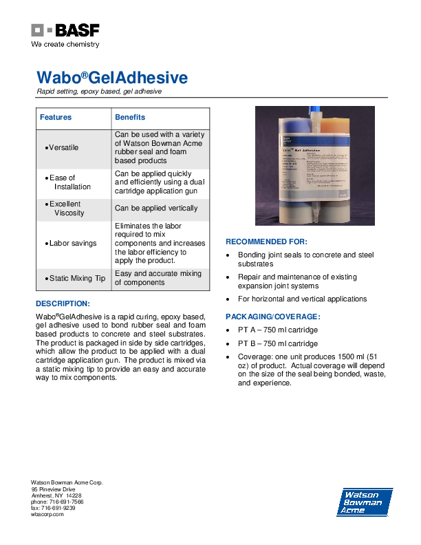 Wabo®GelAdhesive Cover