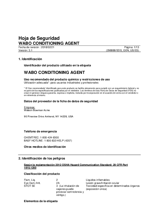 Wabo Conditioning Agent SDS US ES Cover